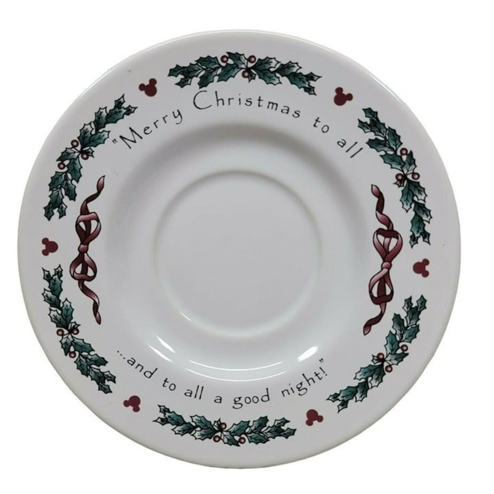 Disney Tea‎ Cup Saucer Plate White 6 Inch Holly Night Before Christmas Holiday